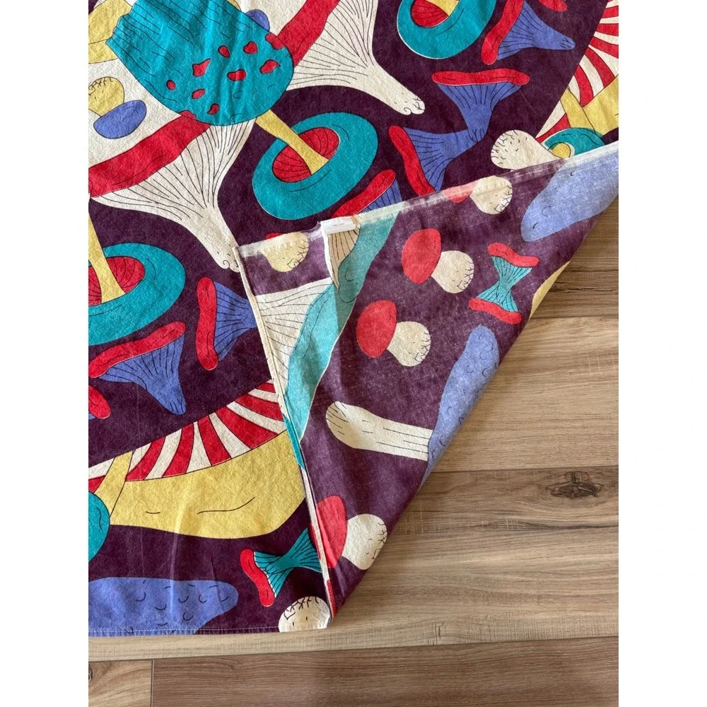 Psychedelic Mushroom Mandala Cotton Tapestry Large Boho Wall Hanging 83x89